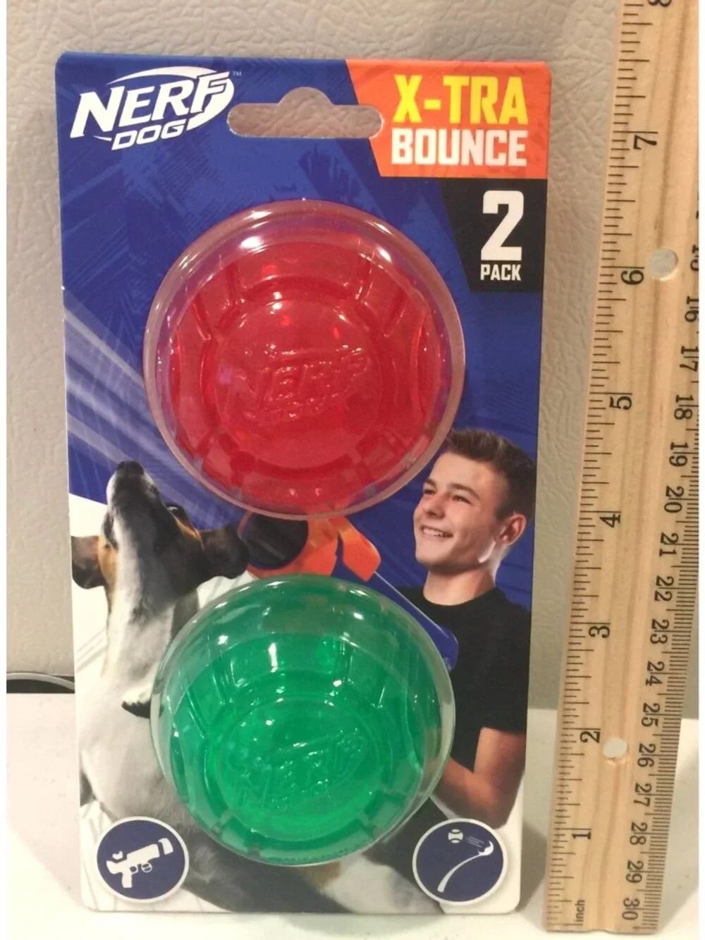 Nerf Dog Holiday X-TRA Bounce Red Green Balls Set of 2 Dog Toy